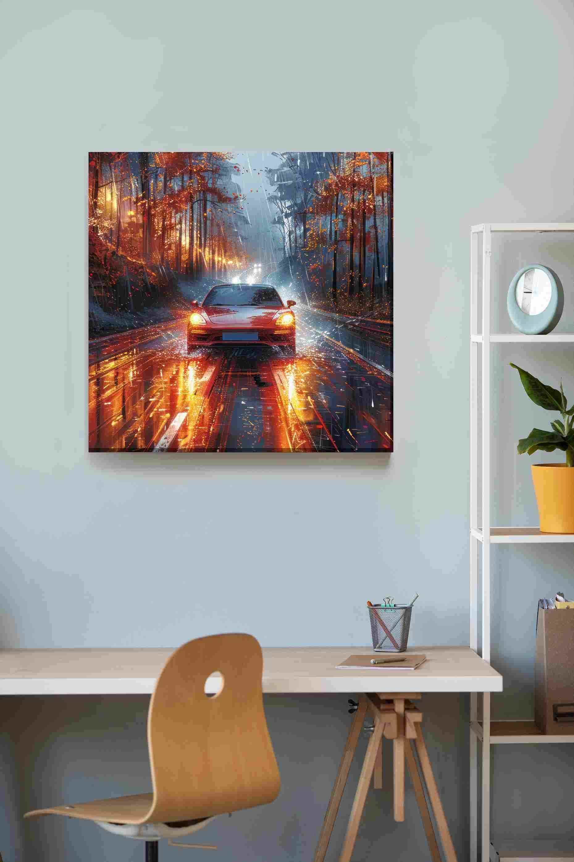 Auto lluvia acuarela