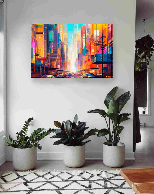 Ciudad colores geométricos