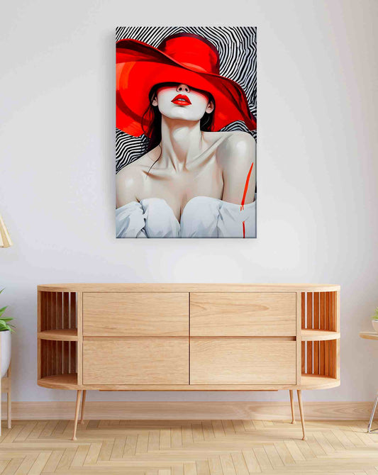 Mujer sombrero rojo
